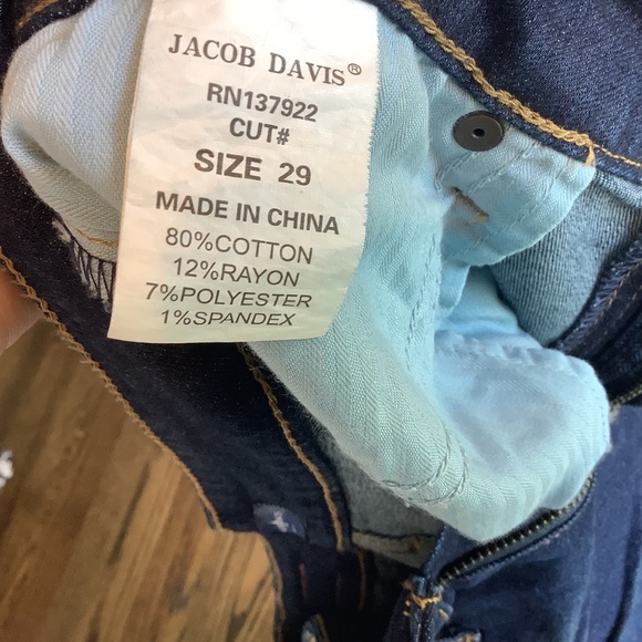 Jacob Davis Womens Denim Jean Shorts Dark Wash Cuffed Stretch Size 29 - Picture 6 of 6